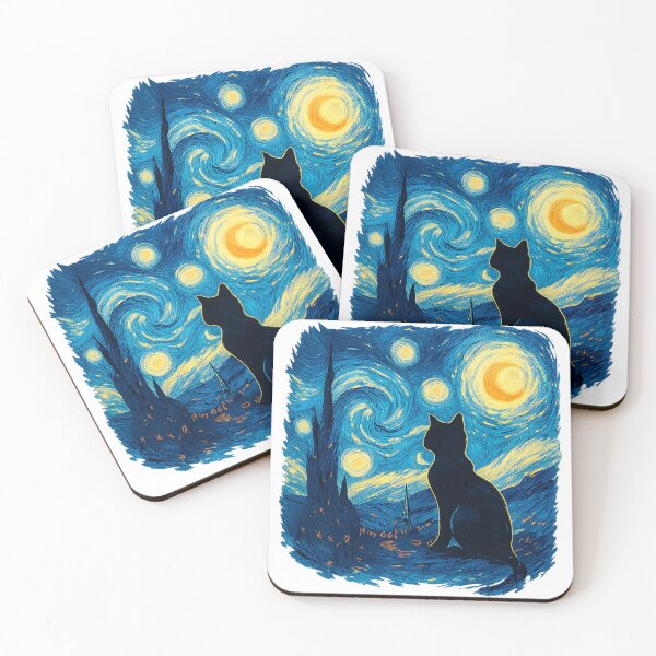 Item preview, Starry Night Cat – Van Gogh Inspired Cat Art designed and sold by Sandy's Cheeky Studio.