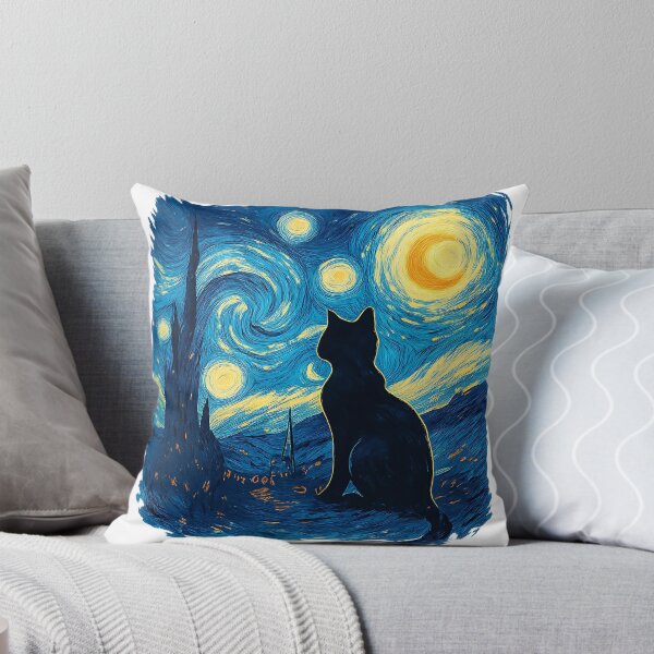 Item preview, Starry Night Cat – Van Gogh Inspired Cat Art designed and sold by Sandy's Cheeky Studio.