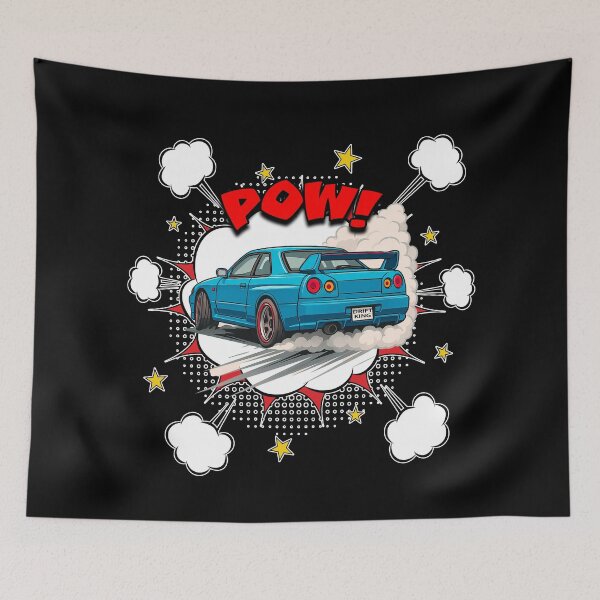 Item preview, POW! Drift King R34 Skyline | Bold Comic Style Drift Art (Transparent Background) designed and sold by Michael van der Hoorn.