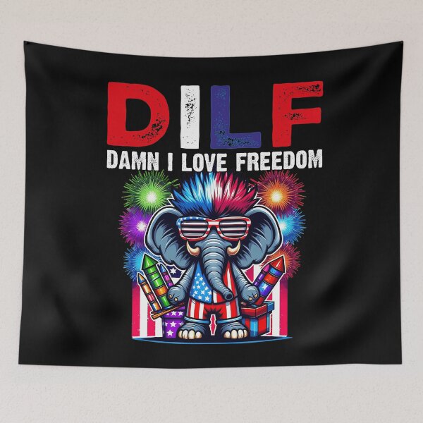 Item preview,  DILF Damn I Love Freedom Cool Patriotic Elephant Fireworks   - 4th Of July Usa Flag  designed and sold by Smix Pixels.