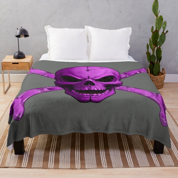 Item preview, Distressed Purple Skull and Crossbones Pirate Flag designed and sold by hauntedtees.