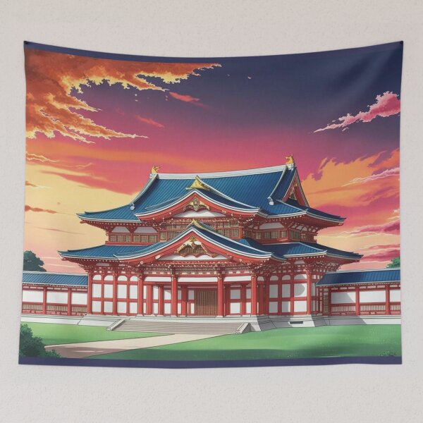 Item preview, Japanese palace with pink clouds designed and sold by MerlinWear.