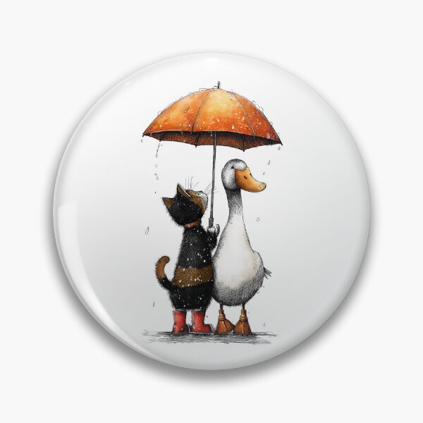 Item preview, Cute cat and his favourite friend - funny goose under umbrella designed and sold by IraPanyukova.