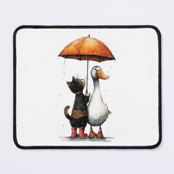 Item preview, Cute cat and his favourite friend - funny goose under umbrella designed and sold by IraPanyukova.