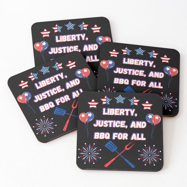 Item preview, Liberty, justice, and BBQ for all - balloons, stars, fireworks, and barbecue cutlery designed and sold by PHRASEandSTYLE.