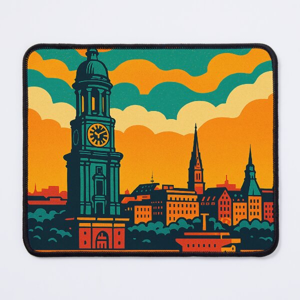 Item preview, Hamburg in Retro Pop Art Style | Colorful Germany Cityscape | Bold Digital Art of Hamburg Landmarks | Vibrant Vintage Travel Vibes | Funky Urban Poster with German Aesthetic designed and sold by PaintedPixels01.