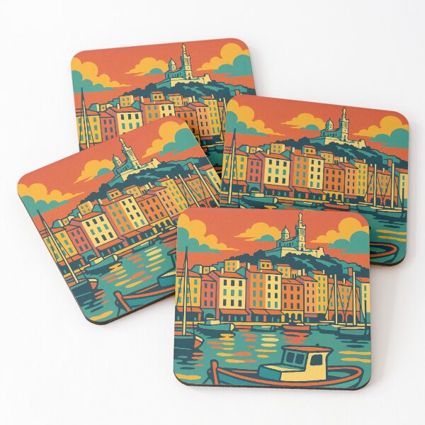 Item preview,  Retro Pop Art of Marseille | Vibrant Mediterranean Port Scenes | Iconic Old Port & Notre-Dame de la Garde | Bold French Riviera Energy | Dynamic Urban Expression designed and sold by PaintedPixels01.