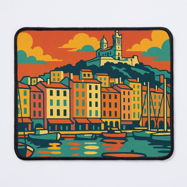 Item preview, Retro Pop Art of Marseille | Vibrant Mediterranean Port Scenes | Iconic Old Port & Notre-Dame de la Garde | Bold French Riviera Energy | Dynamic Urban Expression designed and sold by PaintedPixels01.