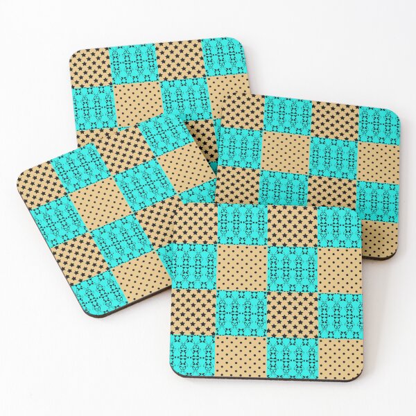 Item preview, Beige turquoise patchwork pattern designed and sold by fuzzyfox.