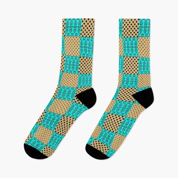 Item preview, Beige turquoise patchwork pattern designed and sold by fuzzyfox.