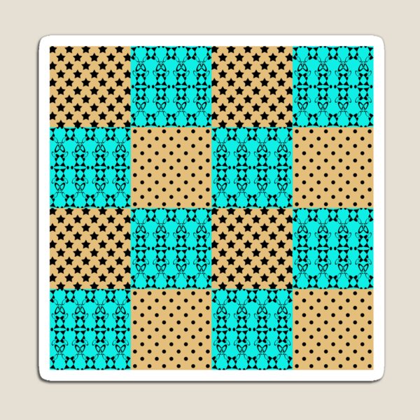 Item preview, Beige turquoise patchwork pattern designed and sold by fuzzyfox.
