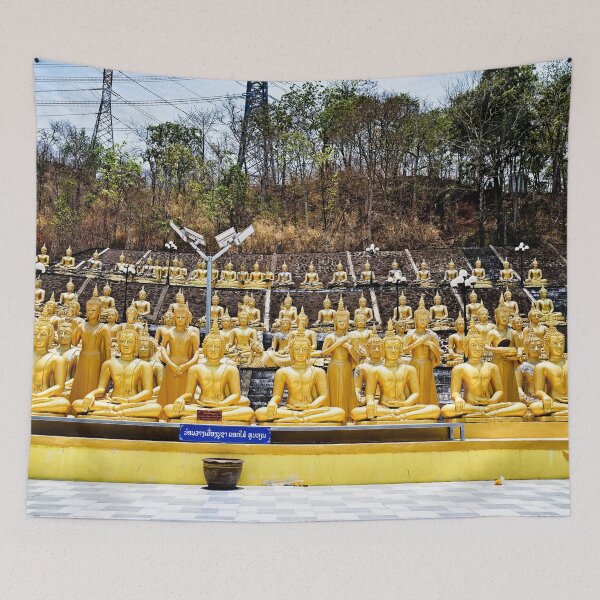 Item preview, Golden statues lined up at Wat Phousalao designed and sold by franck380.