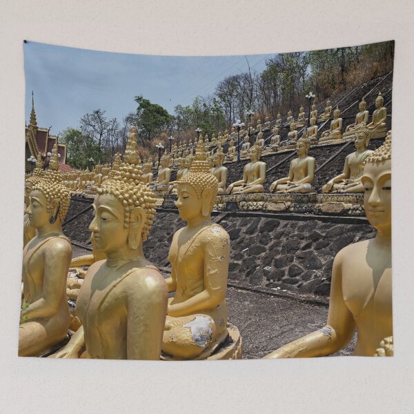 Item preview, Golden statues lined up at Wat Phousalao designed and sold by franck380.