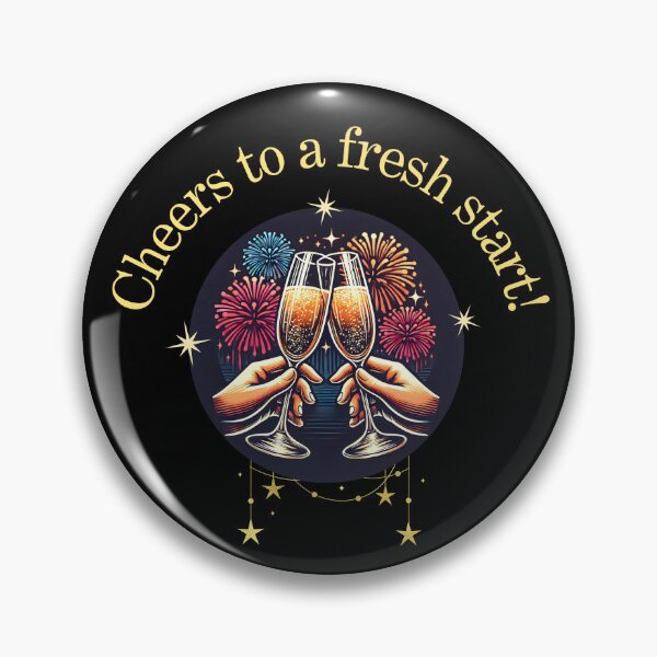 Item preview, Cheers to a fresh start! - fireworks, stars, and clinking glasses designed and sold by PHRASEandSTYLE.