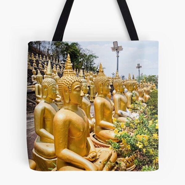 Item preview, Golden statues lined up at Wat Phousalao designed and sold by franck380.