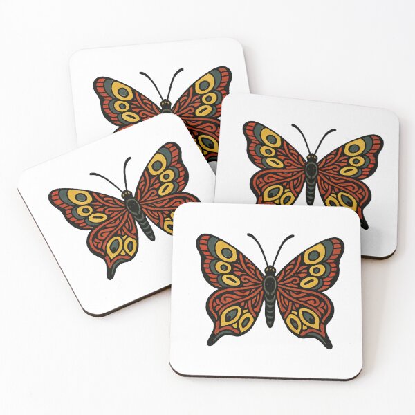 Item preview, Ember Wings: Vibrant Folk‐Art Butterfly Tee designed and sold by ThreadLevelDrip.