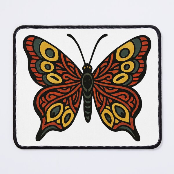 Item preview, Ember Wings: Vibrant Folk‐Art Butterfly Tee designed and sold by ThreadLevelDrip.