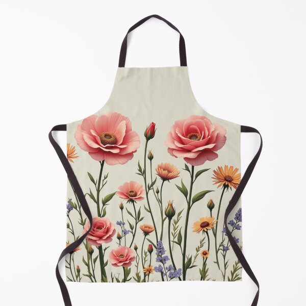 Item preview, Wildflowers And 3 Pink Roses in Center #2 - Ivory Cream Background #5015ICR designed and sold by Wildflower Rose.