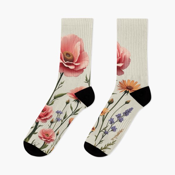 Item preview, Wildflowers And 3 Pink Roses in Center #2 - Ivory Cream Background #5015ICR designed and sold by Wildflower Rose.