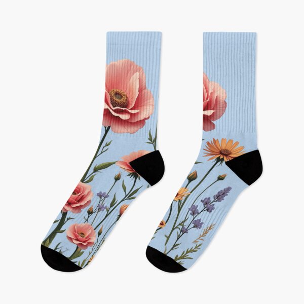 Item preview, Wildflowers And 3 Pink Roses in Center #2 - Powder Blue Background #5015PBL designed and sold by Wildflower Rose.