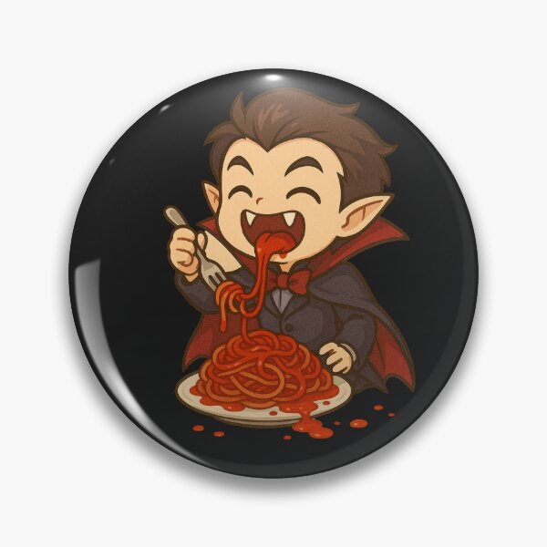 Item preview, Funny Chibi Vampire Eating Bloody Spaghetti – Kawaii Horror Food Art designed and sold by ColorSplash123.
