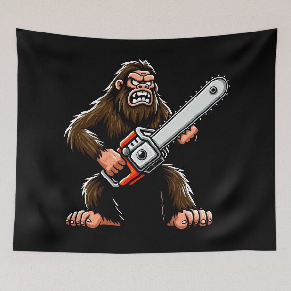 Item preview, Sasquatch Chainsaw designed and sold by Funny Vintage Stickers And T-Shirts.