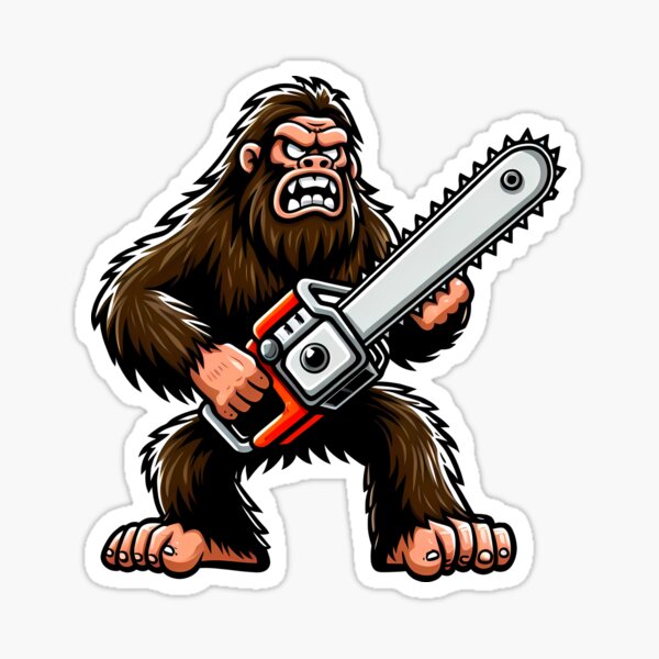 Item preview, Sasquatch Chainsaw designed and sold by Funny Vintage Stickers And T-Shirts.