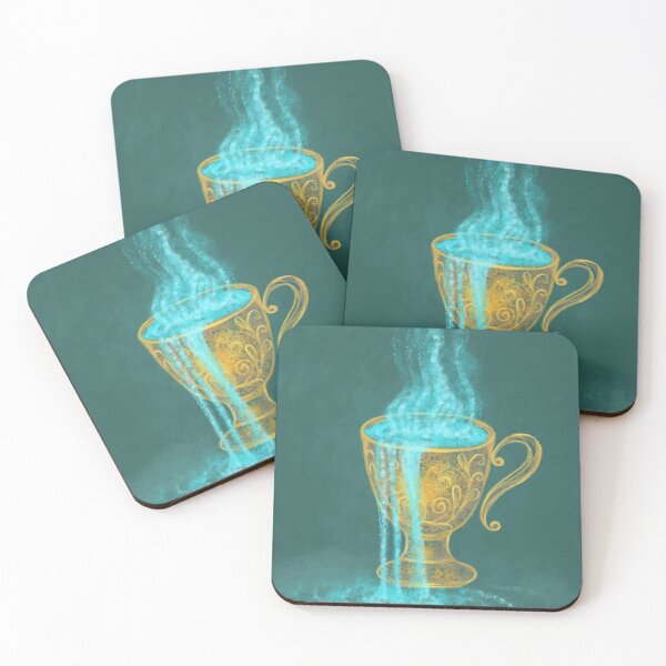 Item preview, A gold cup of pure water overflow on dark green background designed and sold by Ammi77.