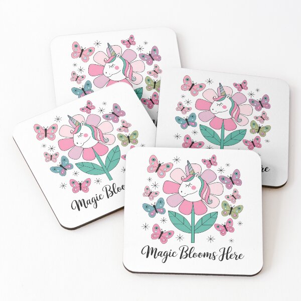 Item preview, Cute Unicorn Flower Garden with Colorful Butterflies designed and sold by Taans-Creation.