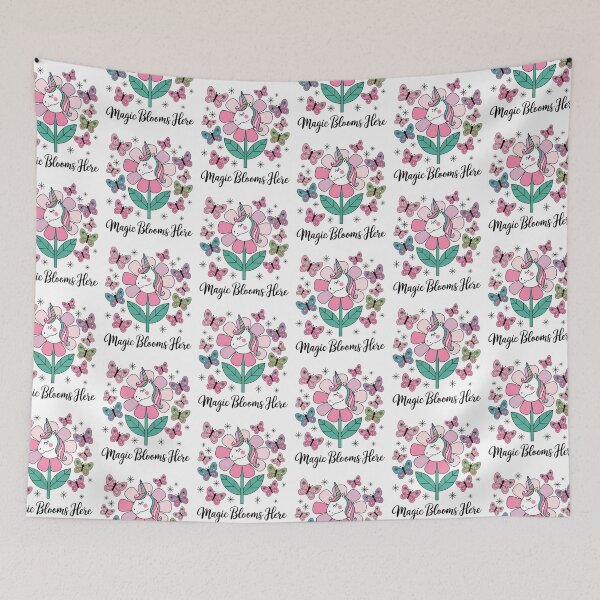 Item preview, Cute Unicorn Flower Garden with Colorful Butterflies designed and sold by Taans-Creation.