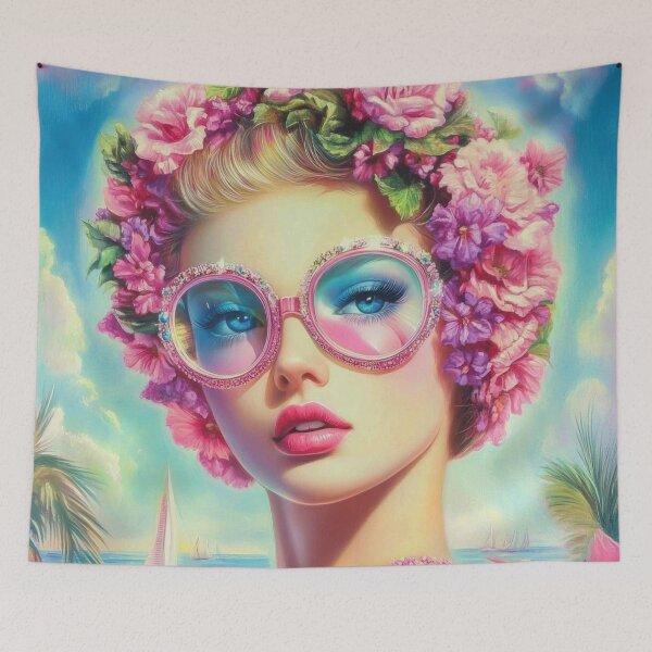 Item preview, Tropical Glamour Queen – Retro Floral Sunglasses Art designed and sold by CASturgill.