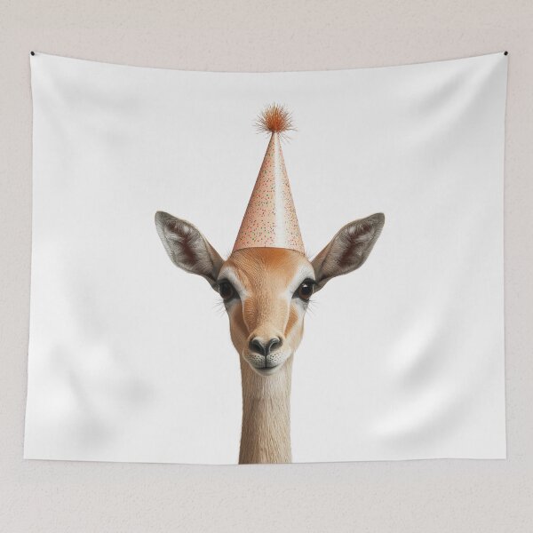 Item preview, Funny Gazelle Wearing Birthday Party Hat designed and sold by LazyOwlStore.