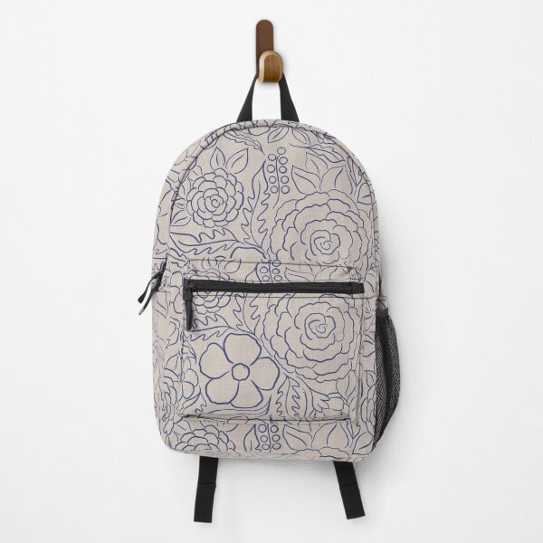 Item preview, Seamless Hand-Drawn Dark Slate Blue Floral Line Pattern designed and sold by DColourMuse.