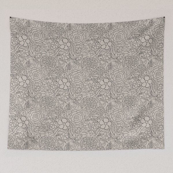 Item preview, Seamless Hand-Drawn Blcak Floral Line Pattern designed and sold by DColourMuse.