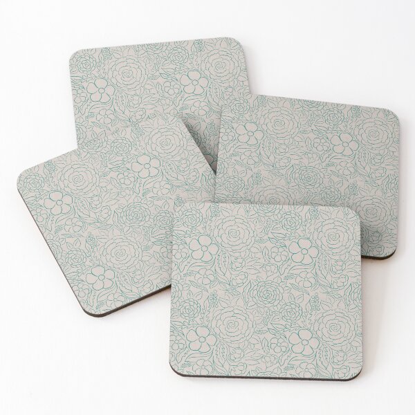 Item preview, Seamless Hand-Drawn Greenish Blue Floral Line Pattern designed and sold by DColourMuse.
