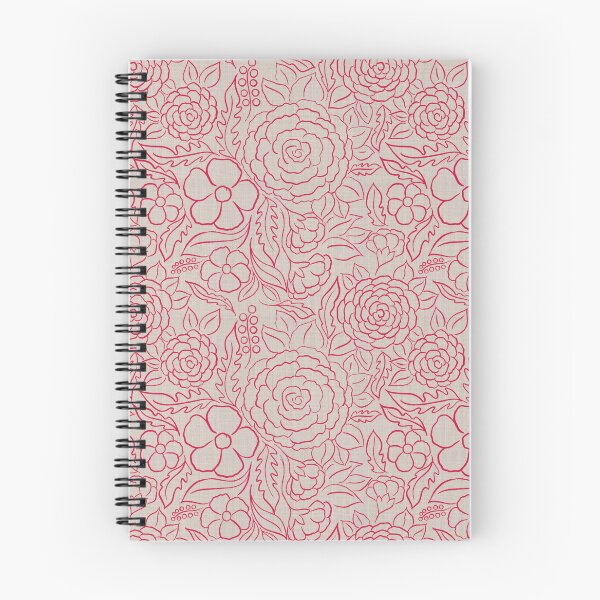 Item preview, Seamless Hand-Drawn cherry red Floral Line Pattern designed and sold by DColourMuse.