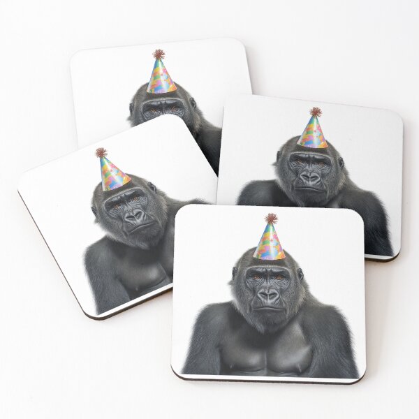 Item preview, Funny Gorilla Wearing Birthday Party Hat designed and sold by LazyOwlStore.