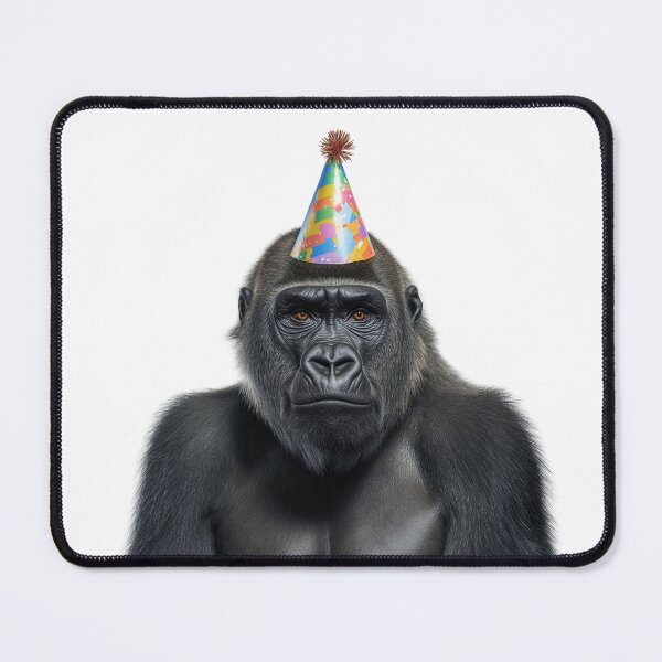 Item preview, Funny Gorilla Wearing Birthday Party Hat designed and sold by LazyOwlStore.