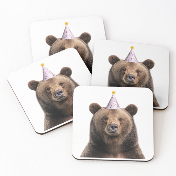 Item preview, Funny Grizzly bear Wearing Birthday Party Hat designed and sold by LazyOwlStore.