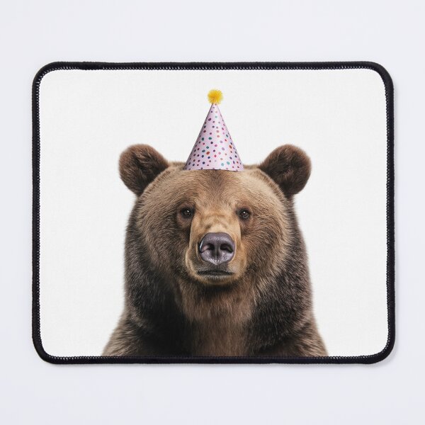 Item preview, Funny Grizzly bear Wearing Birthday Party Hat designed and sold by LazyOwlStore.