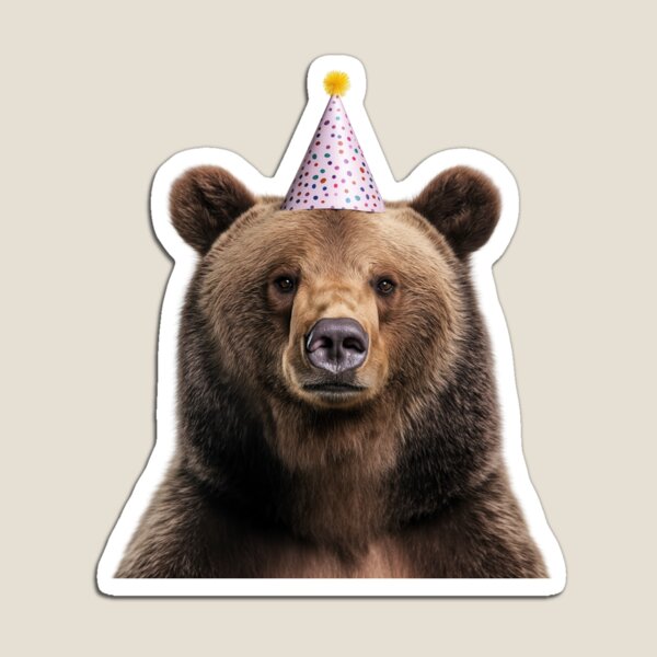 Item preview, Funny Grizzly bear Wearing Birthday Party Hat designed and sold by LazyOwlStore.