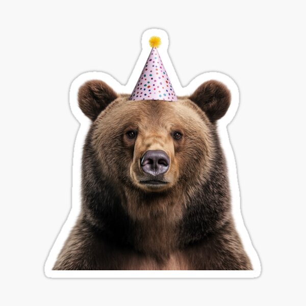 Item preview, Funny Grizzly bear Wearing Birthday Party Hat designed and sold by LazyOwlStore.