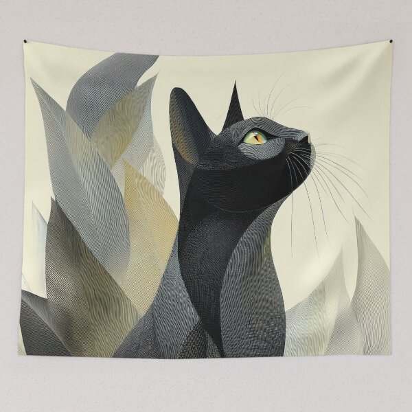 Item preview, Black cat and leaves - Modern Art designed and sold by sparsus.