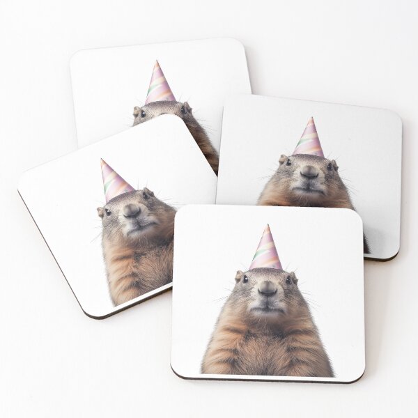 Item preview, Funny Groundhog Wearing Birthday Party Hat designed and sold by LazyOwlStore.