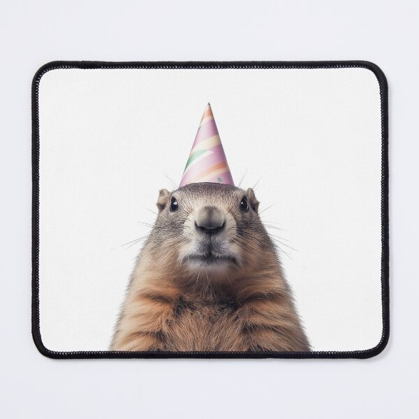 Item preview, Funny Groundhog Wearing Birthday Party Hat designed and sold by LazyOwlStore.