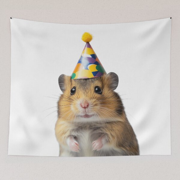 Item preview, Funny Hamster Wearing Birthday Party Hat designed and sold by LazyOwlStore.