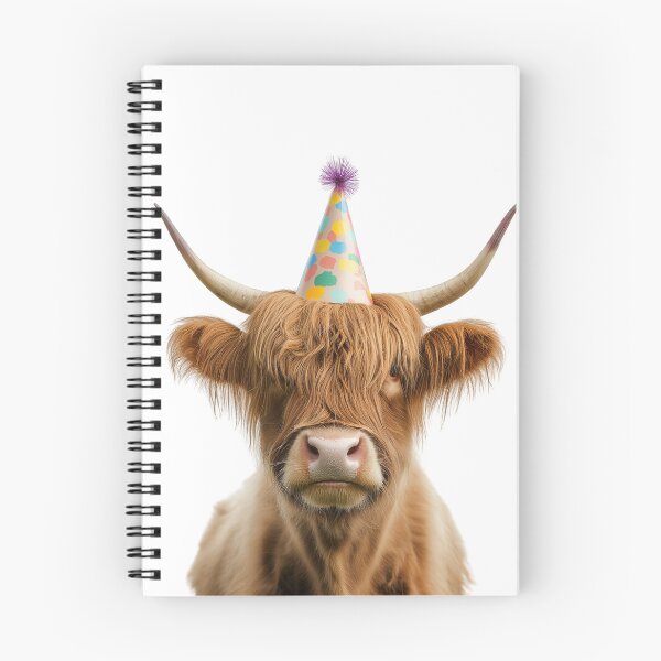 Item preview, Funny Highland Cow Wearing Birthday Party Hat designed and sold by LazyOwlStore.