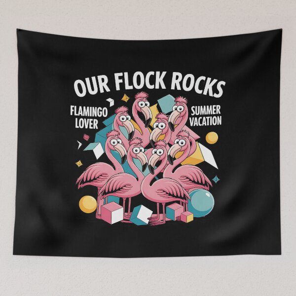 Item preview, Our Flock Rocks Funny Flamingos Pink Birds designed and sold by SurrealArtSzysz.
