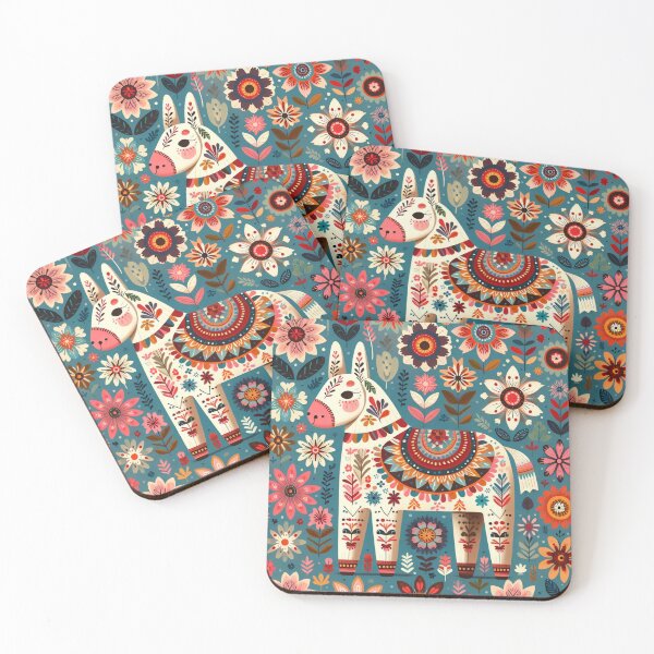 Item preview, Scandinavian Folk Art Pretty Donkey by heidiannemorris designed and sold by FOLK ART FUSION by heidiannemorris.