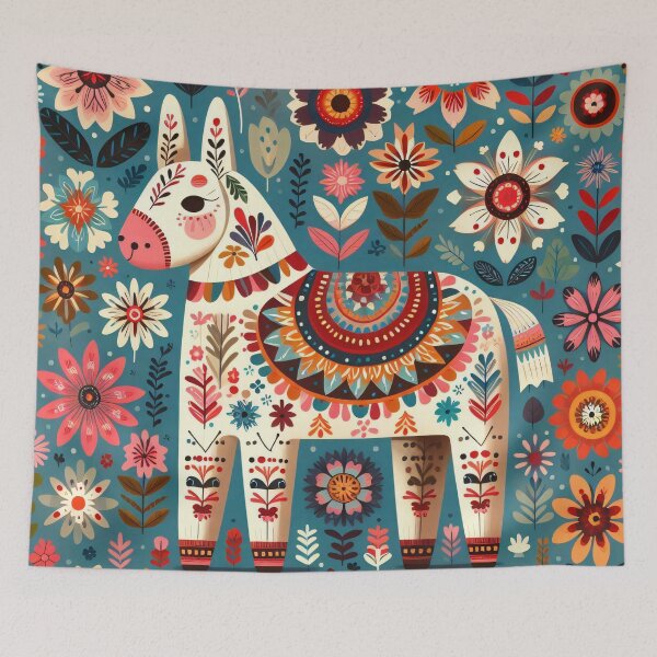 Item preview, Scandinavian Folk Art Pretty Donkey by heidiannemorris designed and sold by FOLK ART FUSION by heidiannemorris.